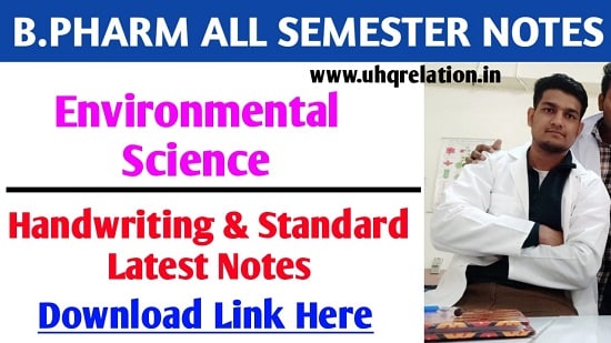 Environmental Sciences B Pharm 2nd Semester Notes Pdf Free Download