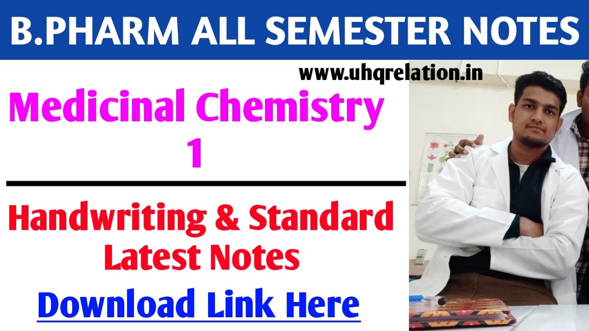 Medicinal Chemistry 1 B Pharm 4th Semester Notes PDF [2023]